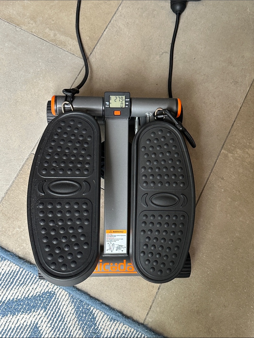 Niceday Mini Stepper with Resistance Bands - Black and Gray